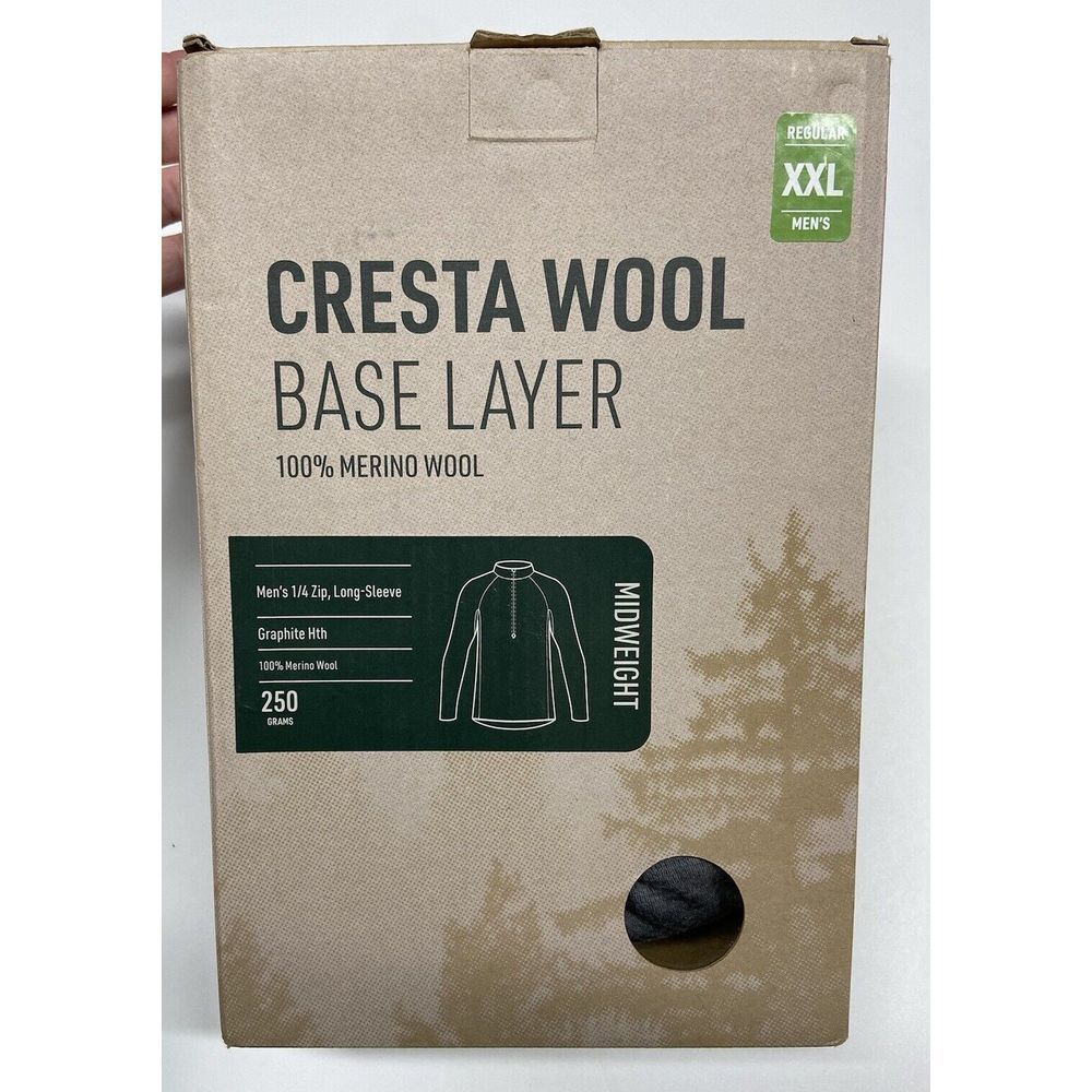 LL Bean Baselayer XXL 100% Merino Wool Cresta Midweight 250 Quarter Zip‎ Top